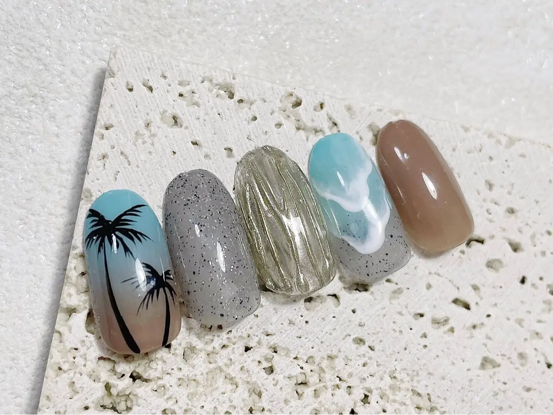 ネイル ジェルネイル オフィスネイル パラジェル 夏ネイル ハンドネイル kiki nail &brow二子玉川のネイルデザイン
