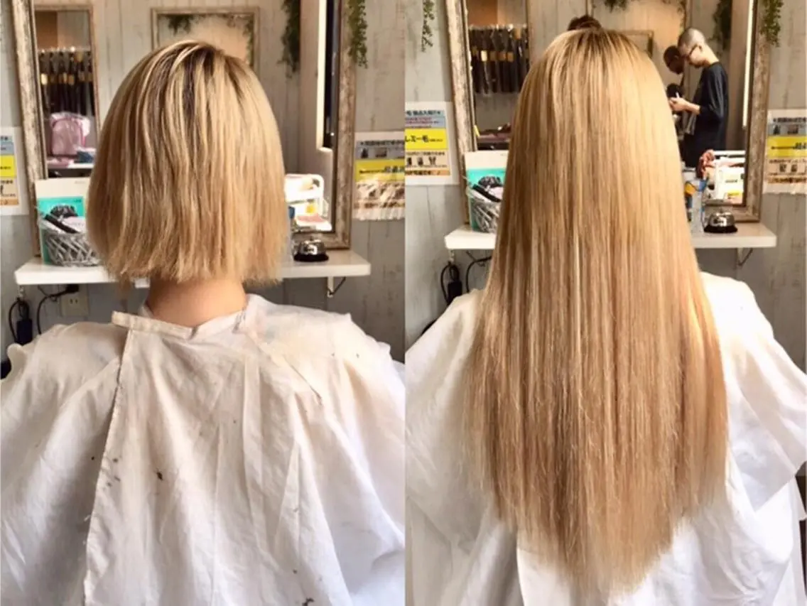 カラー ロング ヘアアレンジ 大阪レミーエクステ チビ編み込みのヘアスタイル