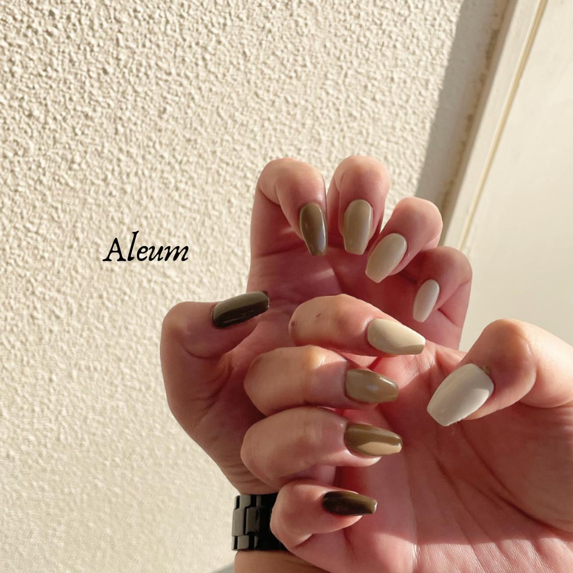 ネイル ブラウン ハンドネイル Nail Salon Aleumのネイルデザイン