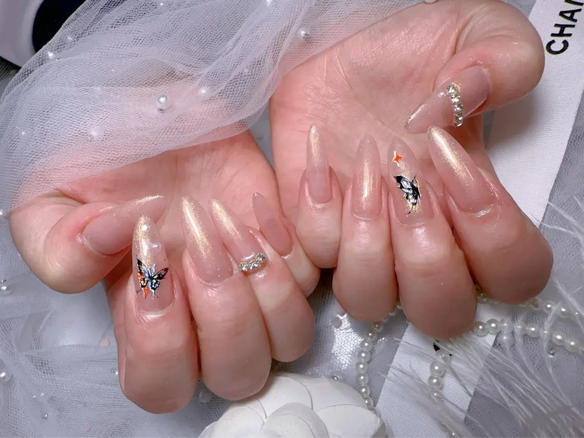 ネイル オーロラネイル フットネイル 韓国ネイル ラメ(グリッター) ラメグラデーション ハンドネイル Belle nail salon 新小岩のネイルデザイン