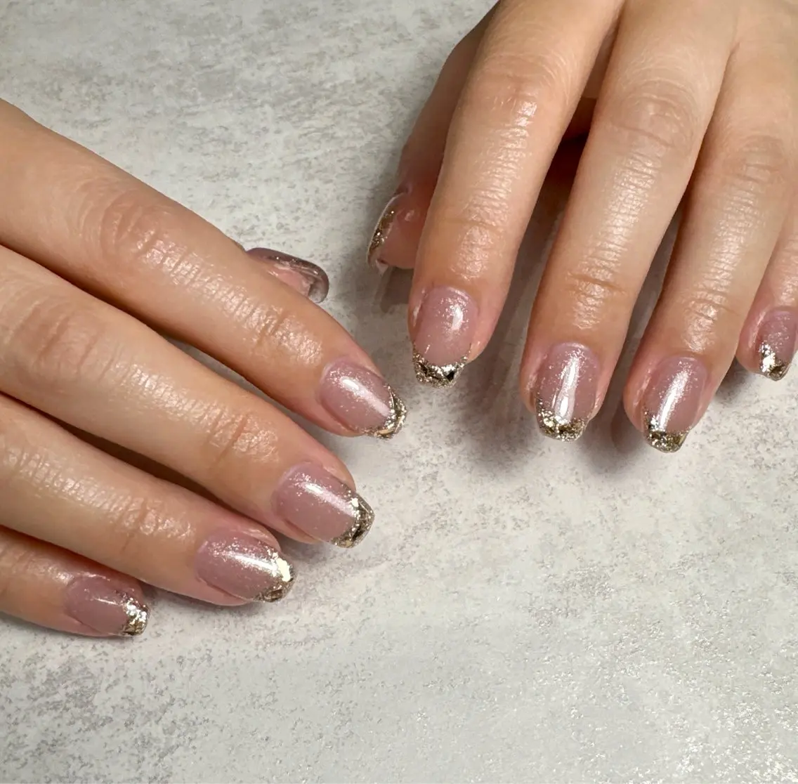 ネイル フレンチネイル ガラスフレンチ ハンドネイル Li-fra MIZUKIのネイルデザイン