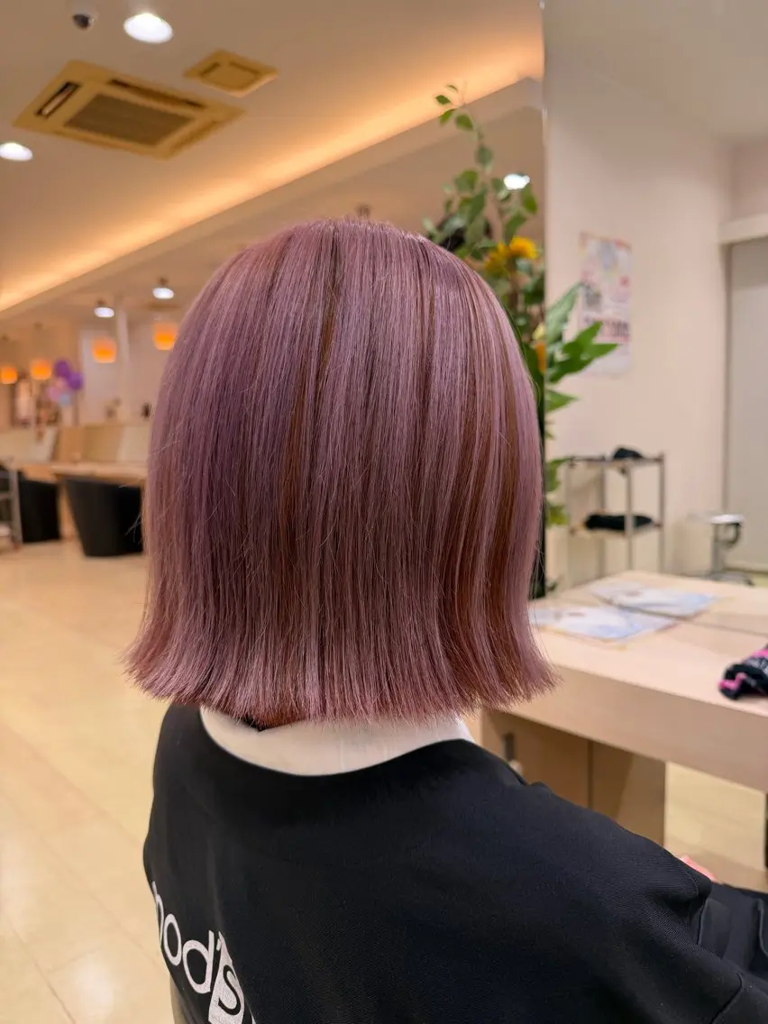 ミディアム カラー ベージュカラー ブラウンカラー ピンクカラー ピンクベージュ ピンクブラウン Boris イリサワ レンタのヘアスタイル