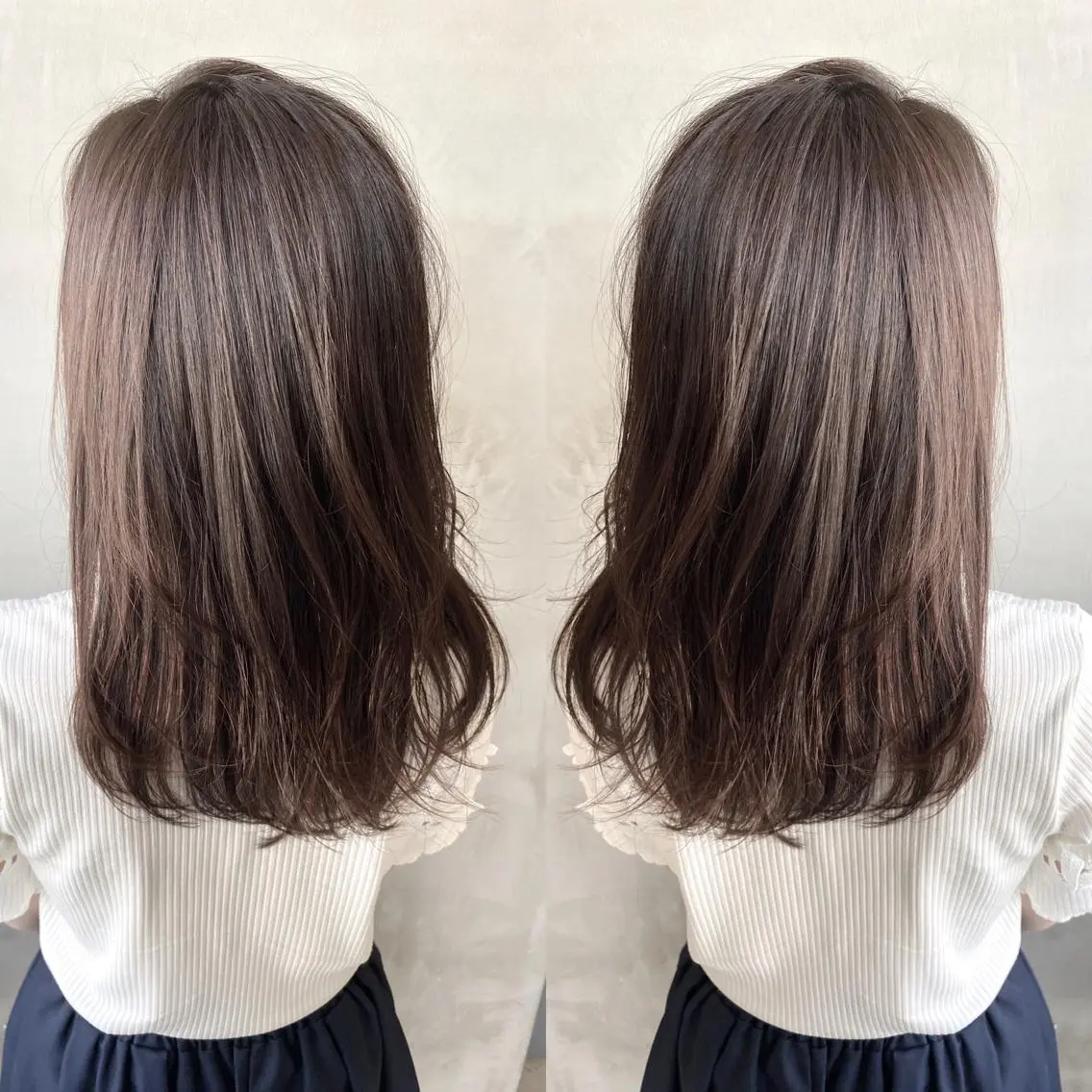 セミロング カラー ヘアアレンジ ネイル マツエク・マツパ 透明感カラー ハイライトカラー 外国人風カラー ハイライト 外ハネヘア カット ヘアカラー 夜23時まで予約🉑 reverieあきらのヘアスタイル