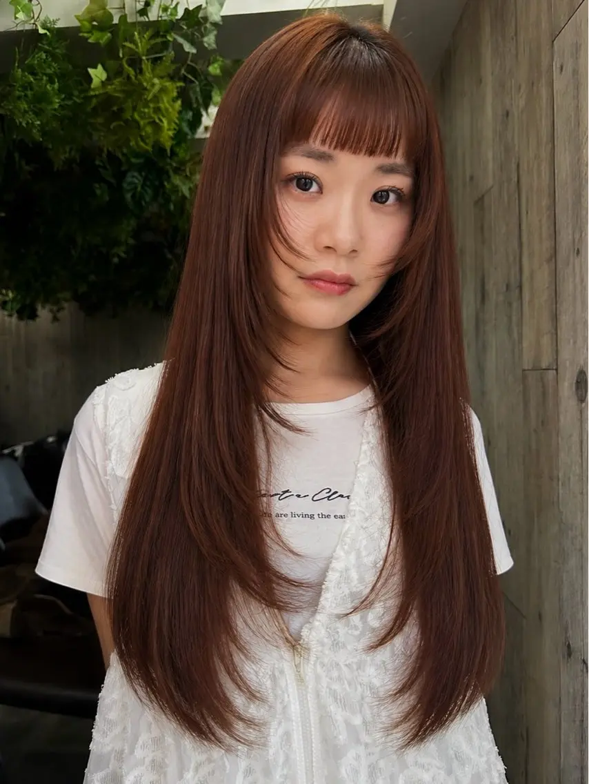 ロング カット ヘアカラー 艶カラー/フェイス レイヤー/たむのヘアスタイル