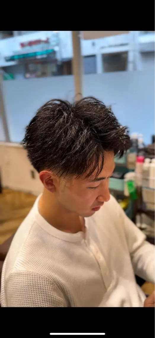 パーマ メンズ キッズ アップバング フェードカット カット ヘアセット フルハタヒロト 六本木理容師のヘアスタイル