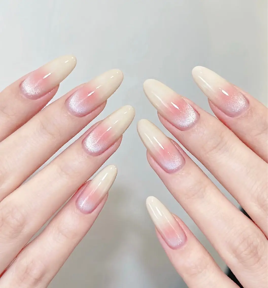 ネイル フレンチネイル ガーリー ガラスフレンチ 韓国ネイル ロングネイル ハンドネイル Venus nail チップ長さだし専門店のネイルデザイン