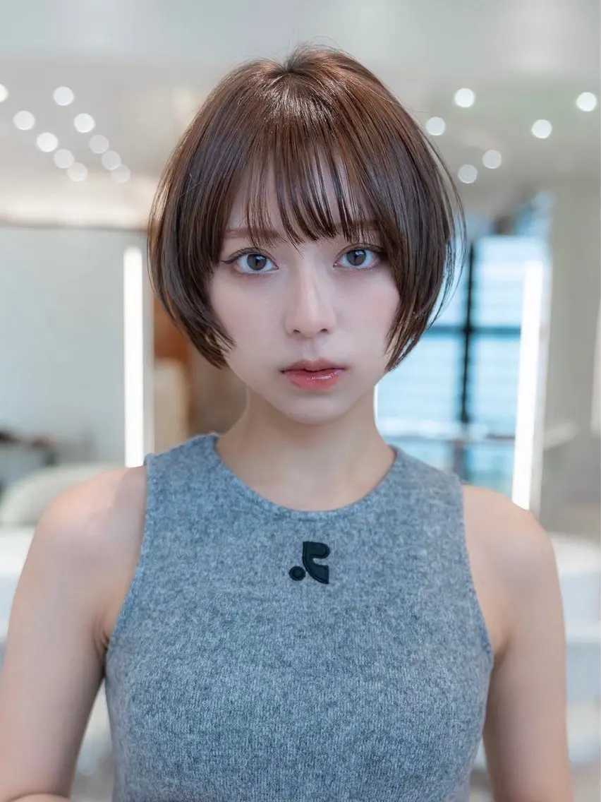ショート ショートボブ ボブレイヤー パープルカラー ボブ レイヤーカット 🫧艶感カラー/ あいり🤍のヘアスタイル