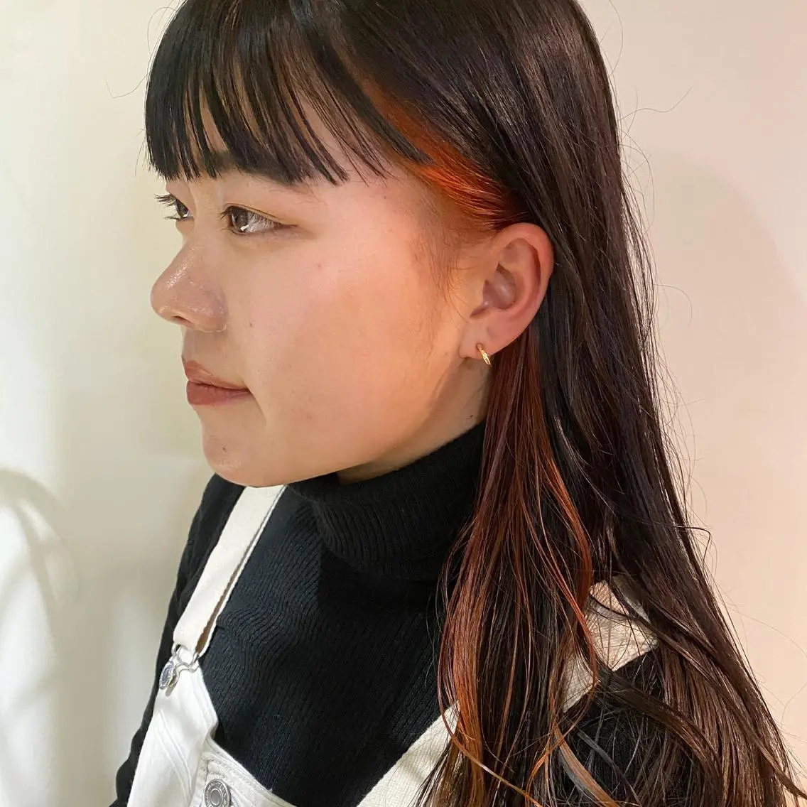 ロング カラー ヘアアレンジ インナーカラー オレンジ ウルフカット モデル募集中!ミカのヘアスタイル