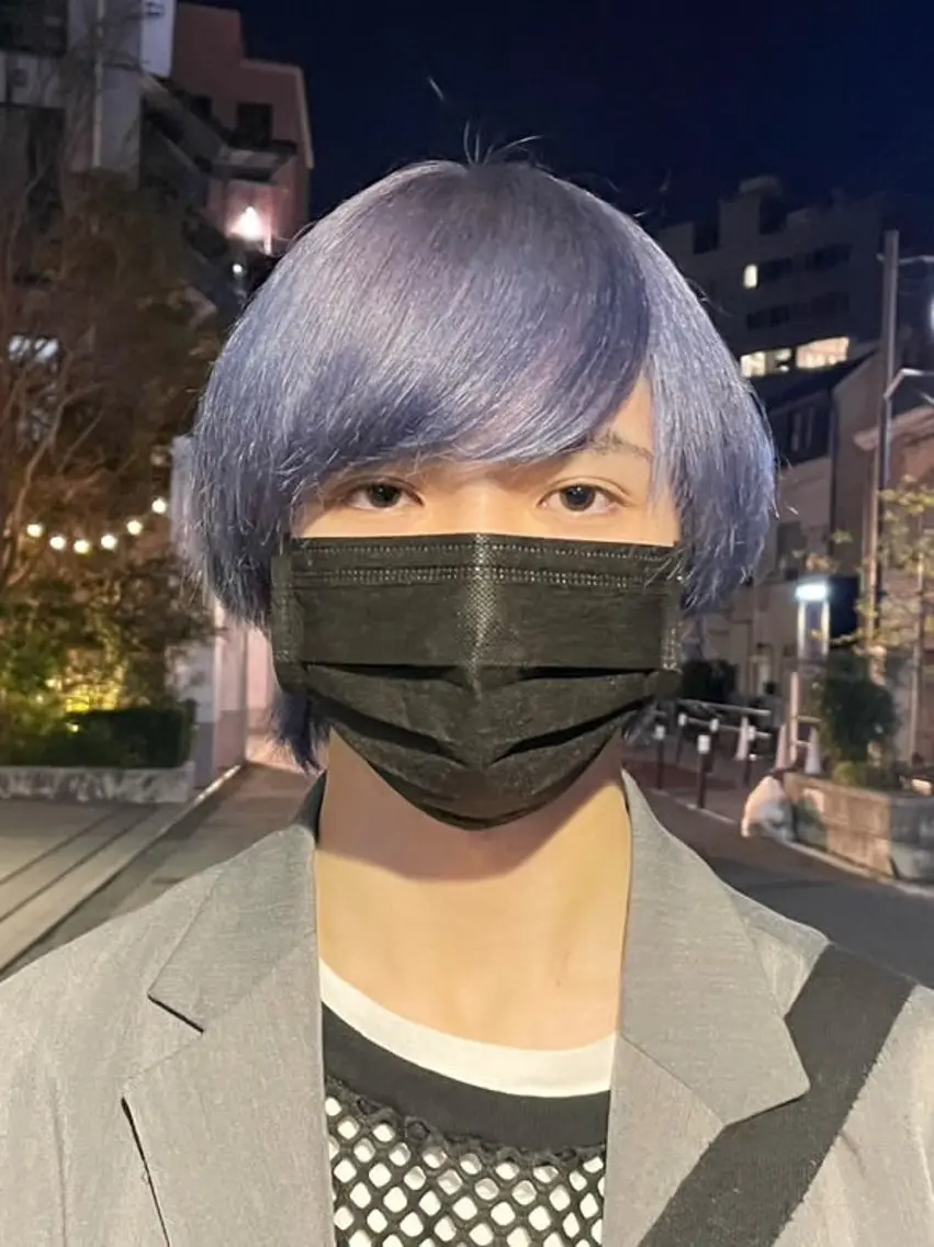 メンズ ヘアカラー メンズ毛流れパーマ ブリーチSHIONのヘアスタイル