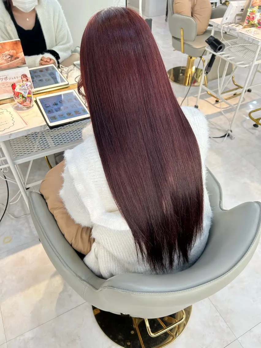 ロング カラー ブリーチ ダブルカラー ブリーチなしカラー ピンクカラー レッドカラー ベージュ/グレージュ / luna🧸🤎のヘアスタイル