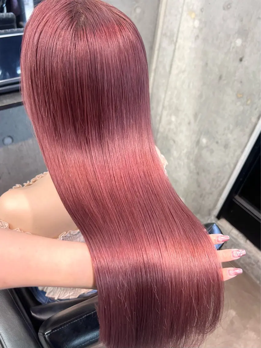 ロング カラー ブリーチ ケアブリーチ ハイトーンカラー ピンクカラー トリートメント ヘアカラー トリートメント 透明感カラー ✨ 韓国艶髪💗菅原のヘアスタイル