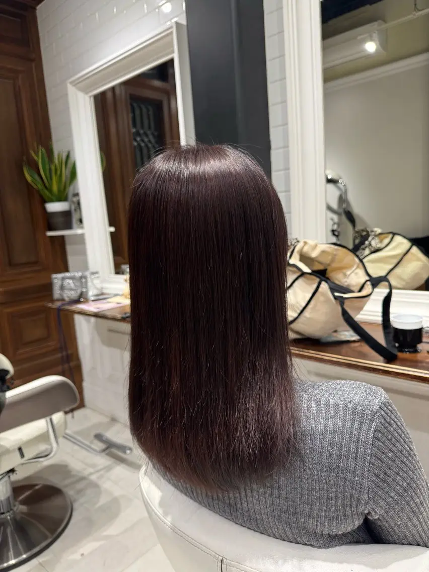 セミロング パーマ 縮毛矯正 ヘアカラー 縮毛矯正 大谷 静瑠のヘアスタイル