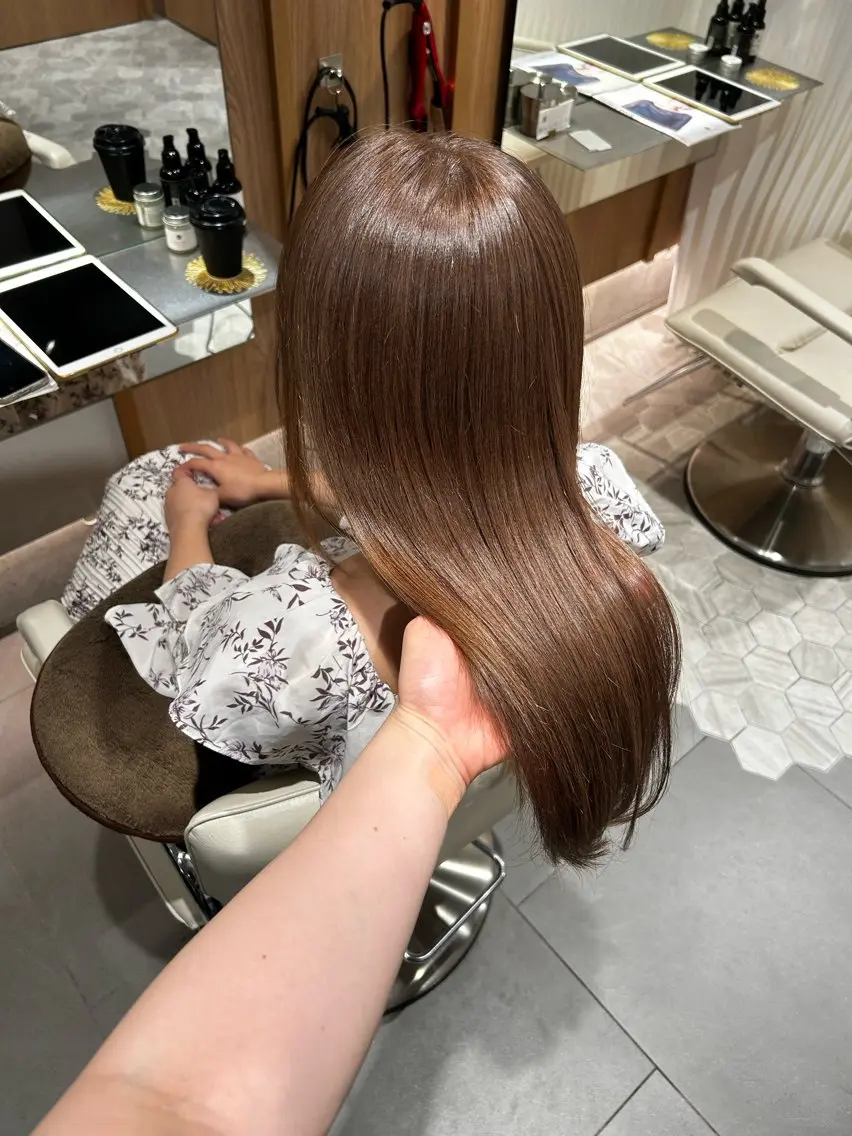 セミロング カラー ベージュカラー ブリーチ ミルクティーベージュ ヘアカラー 艶感/ナチュラル 🌿マアヤのヘアスタイル