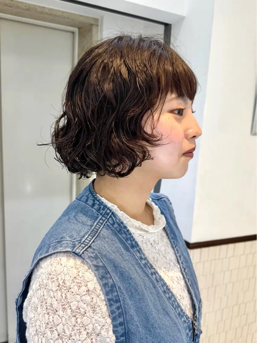 ショート パーマ ショートボブ ボブ ショートヘア カット パーマ トリートメント デジタルパーマ 🌀ボブ　萩原　龍のヘアスタイル