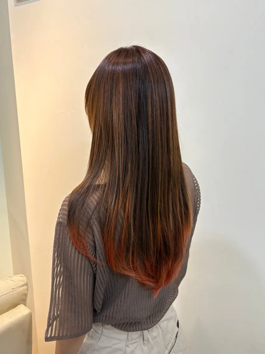 カラー デザインカラー グラデーションカラー ハイライトカラー オレンジ 🪐vision🪐 はなのヘアスタイル