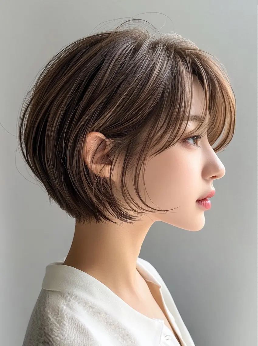 ショート カラー カット ヘアカラー トリートメント レイヤー×顔周 り×髪質改善/MIUのヘアスタイル