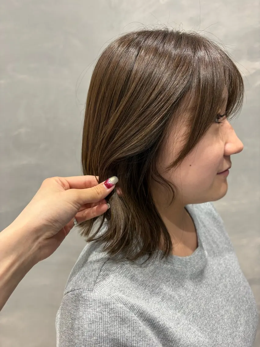 ミディアム カット ヘアカラー トリートメント 🪿透明感/艶カラー ﾜﾀﾅﾍﾞｱｵｲのヘアスタイル
