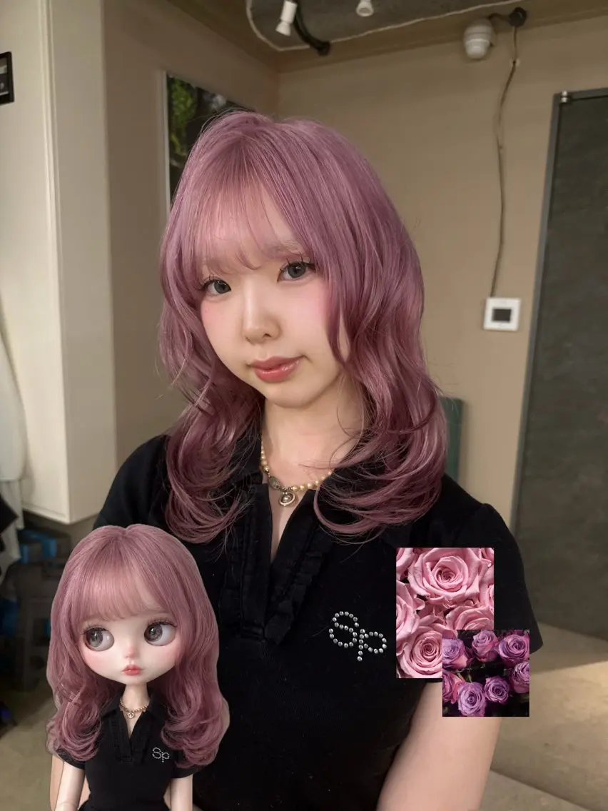 セミロング カラー ブリーチ ピンクカラー ローズカラー ヘアカラー トリートメント 梅田/似合 わせ艶ハイトーン💘のヘアスタイル