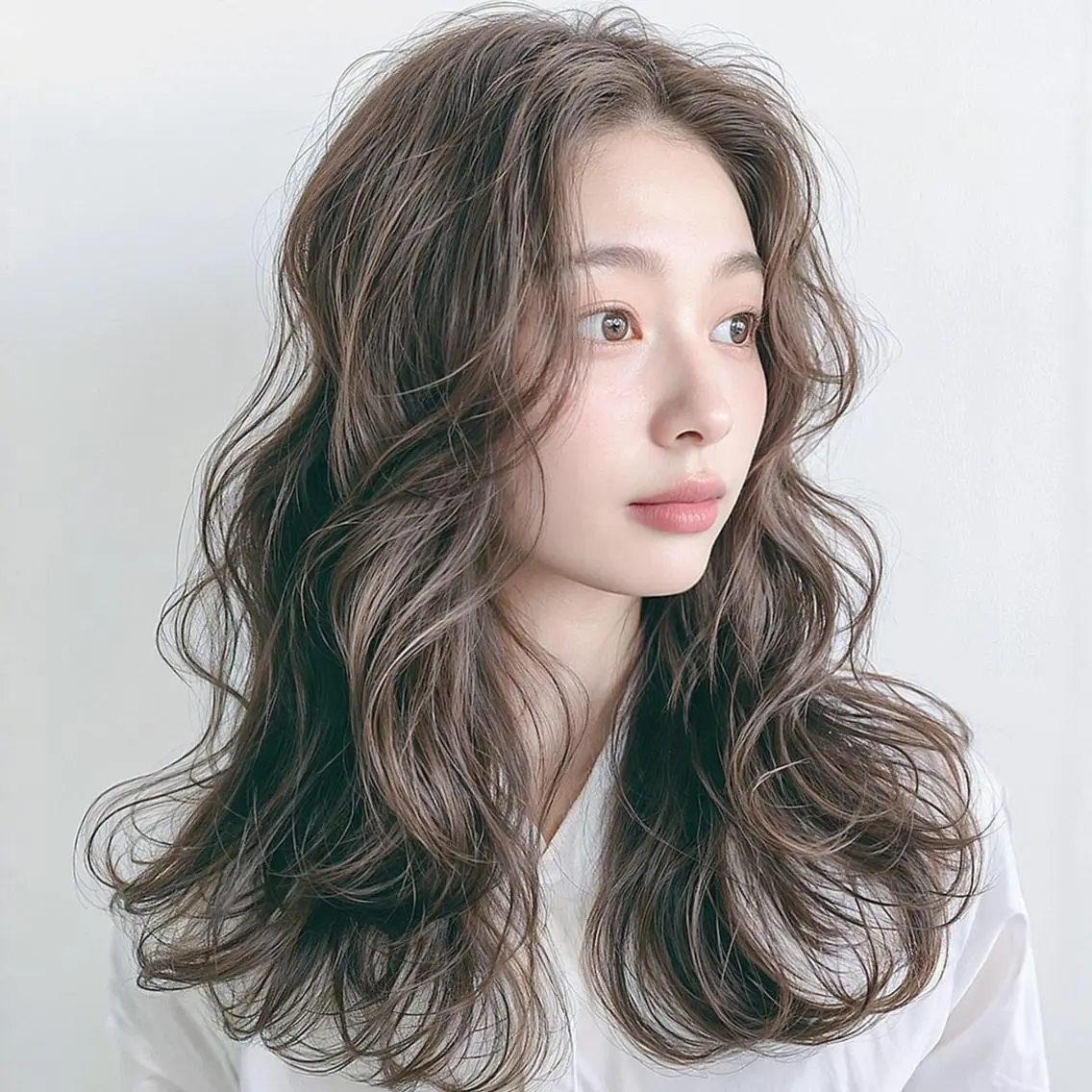 ミディアム パーマ SOURCE枚方🫧 透明感カラー/ケアのヘアスタイル