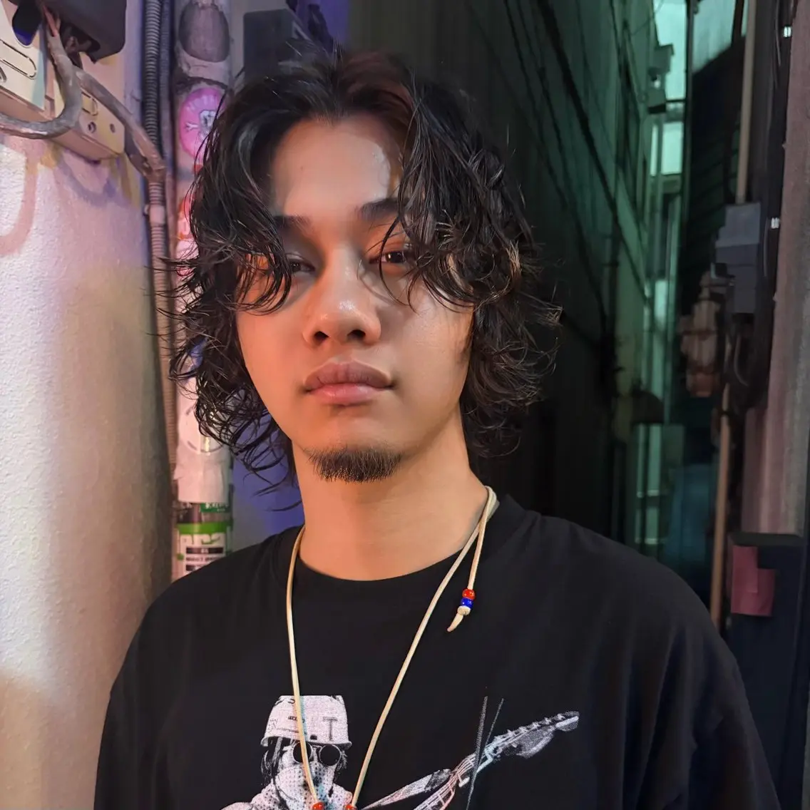 ミディアム パーマ メンズ カット パーマ 原宿メンズ特化 ハユカ ソウタのヘアスタイル