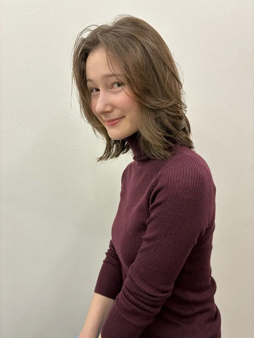 ミディアム カット ヘアカラー トリートメント KEPKA ヤマグチ 天神 今泉のヘアスタイル