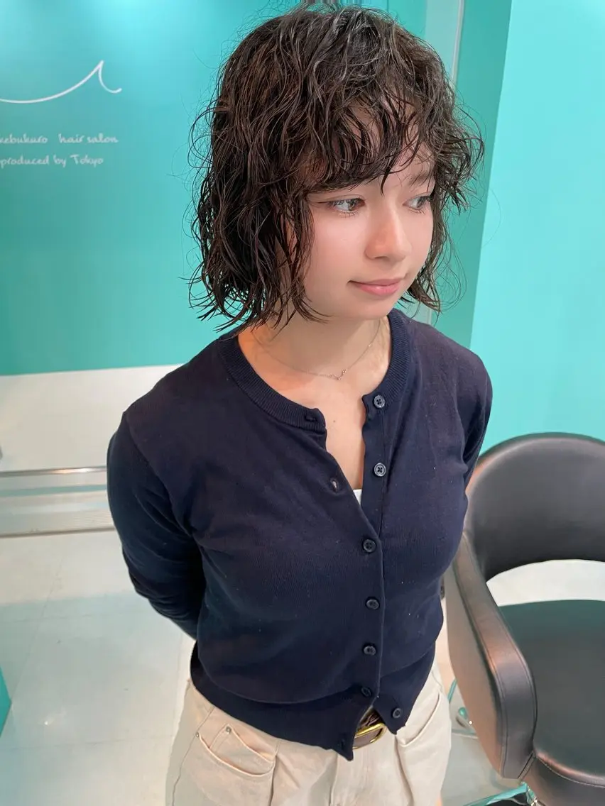 ミディアム パーマ ミディアムパーマ ボブ 🫧ショート/ボブ 池袋西口・泡渕✂️のヘアスタイル