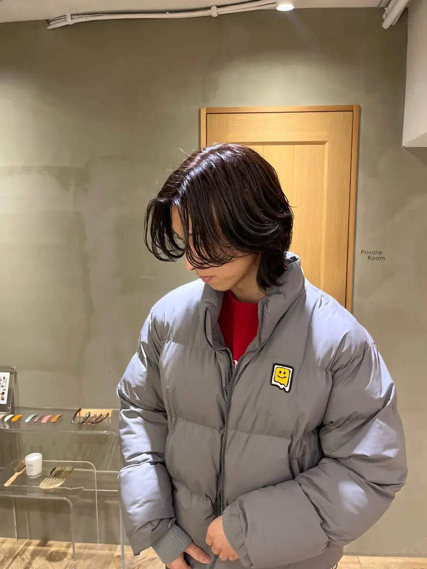 カラー メンズ ヘアカラー レイヤーカット🐩 透明感カラー モカのヘアスタイル