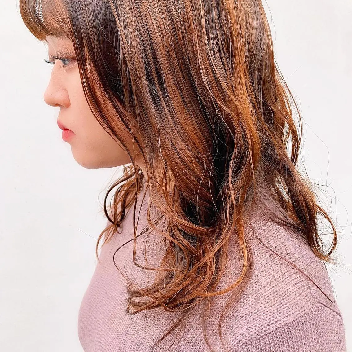 ミディアム カラー パーマ 中川 竜誠のヘアスタイル