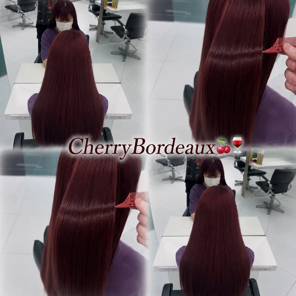 ロング カラー ブリーチ ボルドーカラー ブラウンカラー ブリーチなしカラー ヘアカラー メンズパーマ/ ハイトーン/宗形建哉のヘアスタイル