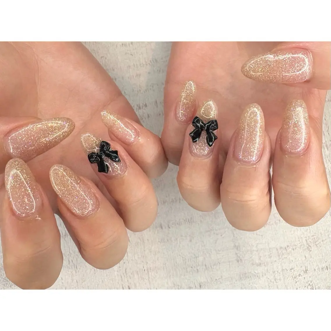 ネイル リボン ハンドネイル 𖡼 yumenoのネイルデザイン