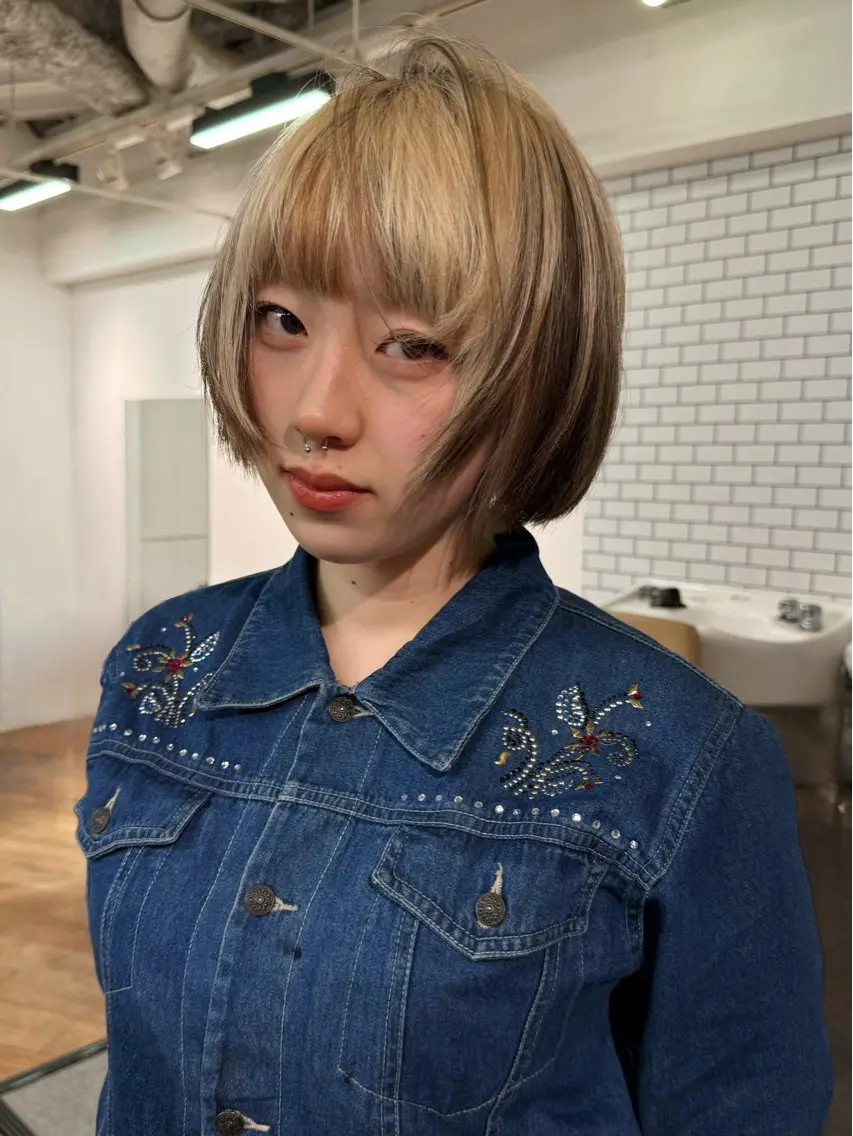 【sota】似合わせカット＋ブリーチダブルカラー+うる艶2stepトリートメント#顔まわりカット#ボブカット#ブロンドの写真