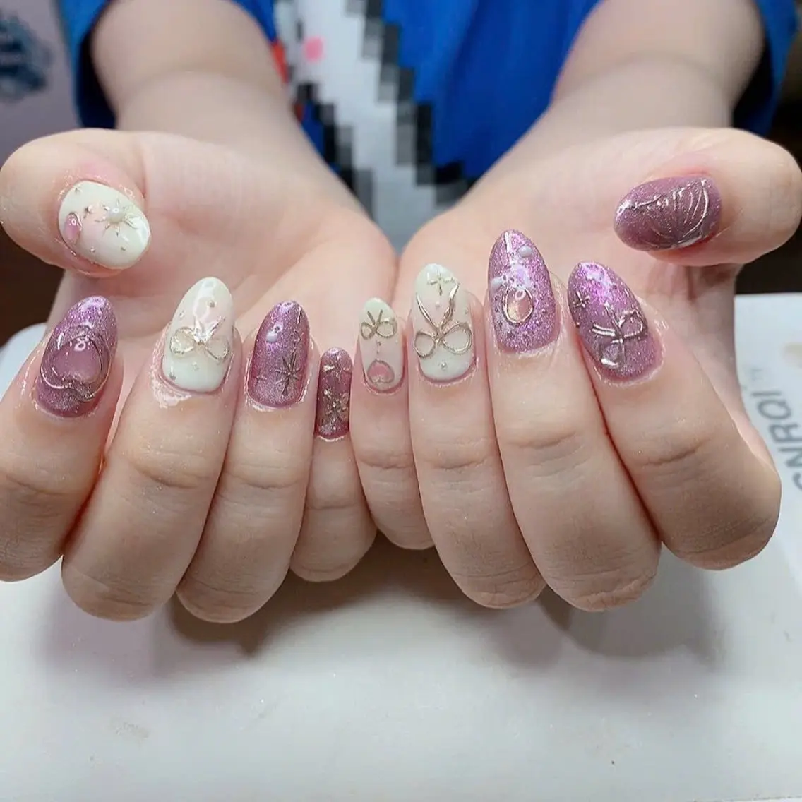 ネイル アートネイル ガーリー 韓国ネイル 持ち込み ニュアンスネイル Rin Nail 新大久保店のネイルデザイン