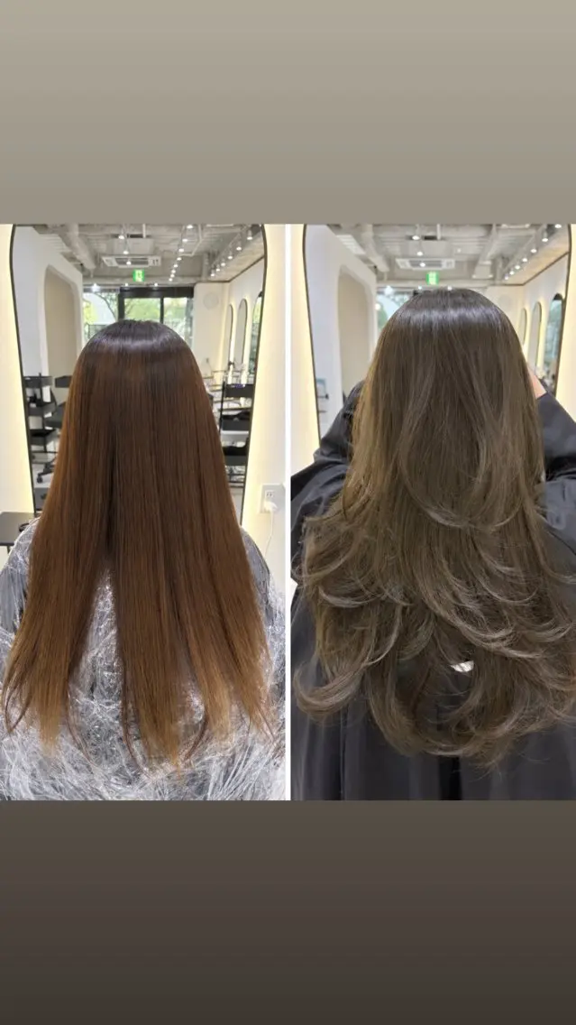 ロング カラー ダブルカラー グレージュ オリーブグレージュ オリーブグレー カット ヘアカラー トリートメント ショート🌼ボブ🌼 ハイトーン🌼大津のヘアスタイル