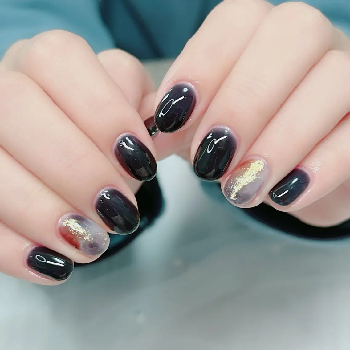 ネイル アートネイル フレンチネイル ジェルネイル ゴールド グラデーション ハンドネイル Cute Tips nailのネイルデザイン