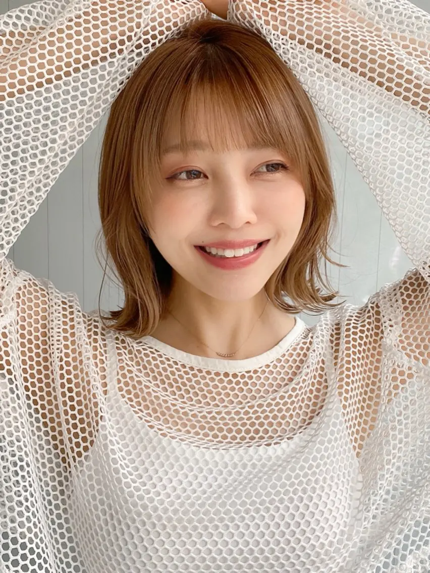 ミディアム ボブ カット ヘアカラー トリートメント レイヤー×髪質改善✨ 渋谷/佐藤侑哉のヘアスタイル