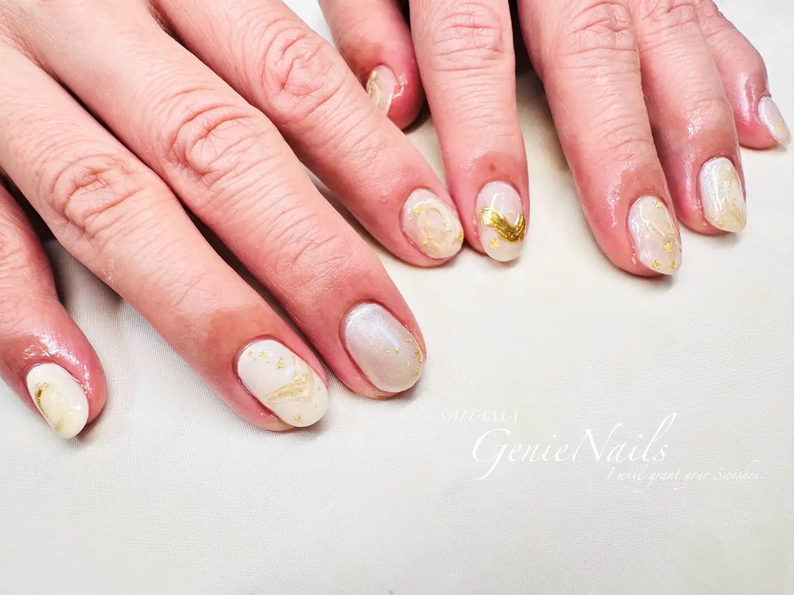 ネイル アートネイル 長さ出し ロングネイル 持ち込み 春ネイル Genie Nailsのネイルデザイン