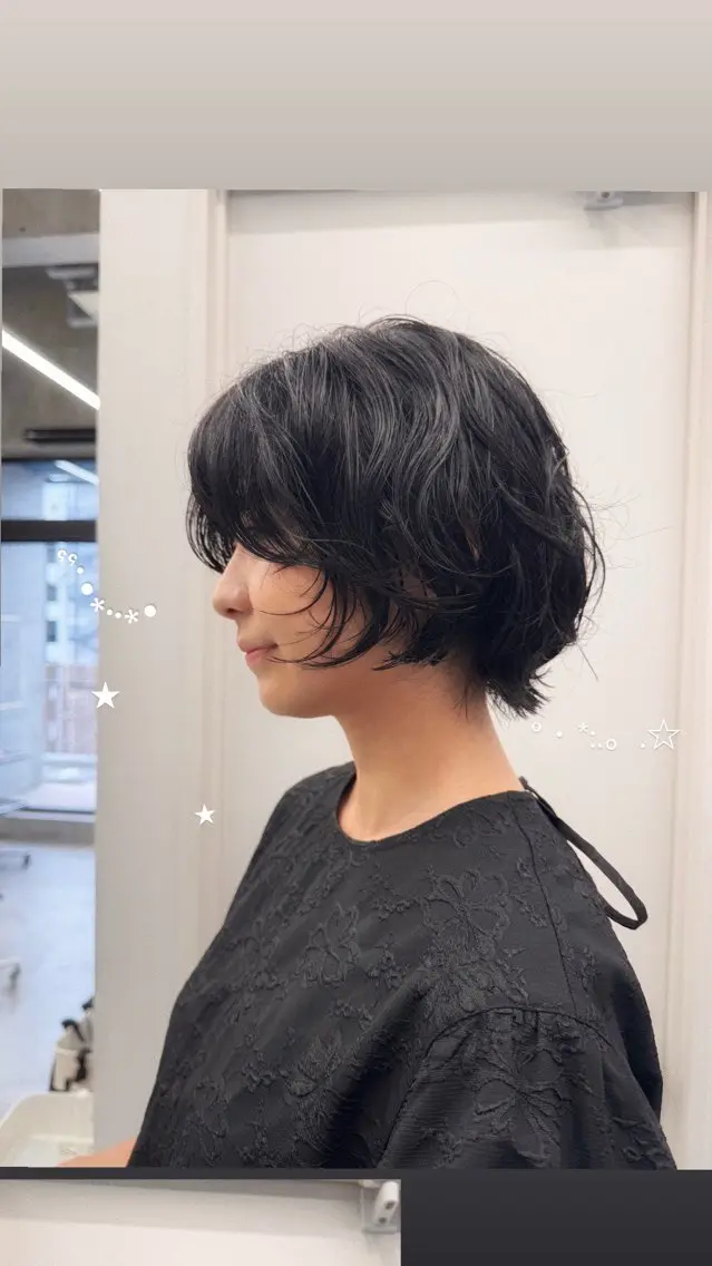 ショート パーマ カット パーマ saki｜透明カラー ドライパーマ.パーマのヘアスタイル