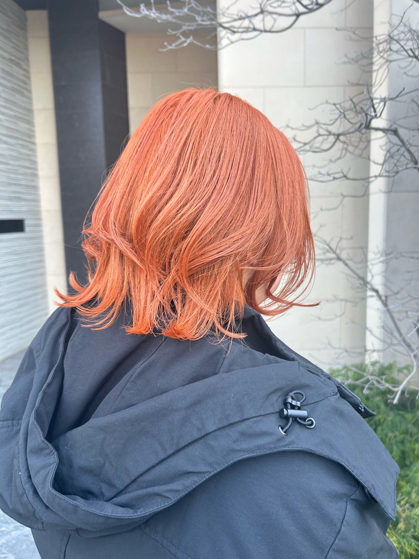 ミディアム カラー ブリーチ ケアブリーチ オレンジ カット ヘアカラー トリートメント Maya🦋 ハイトーン特化のヘアスタイル