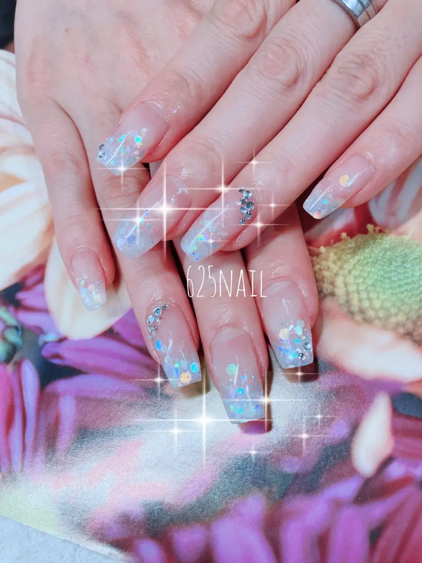 ネイル 長さ出し スカルプネイル ストーンネイル ハンドネイル 625nail 無料P有/春日白水のネイルデザイン