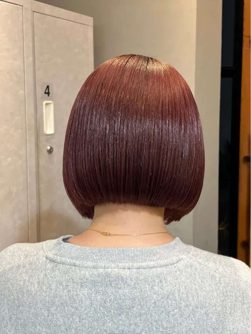 ショート カラー ピンクカラー ボブ 神戸ボブ✂️ ioe三宮/田 伸佳のヘアスタイル