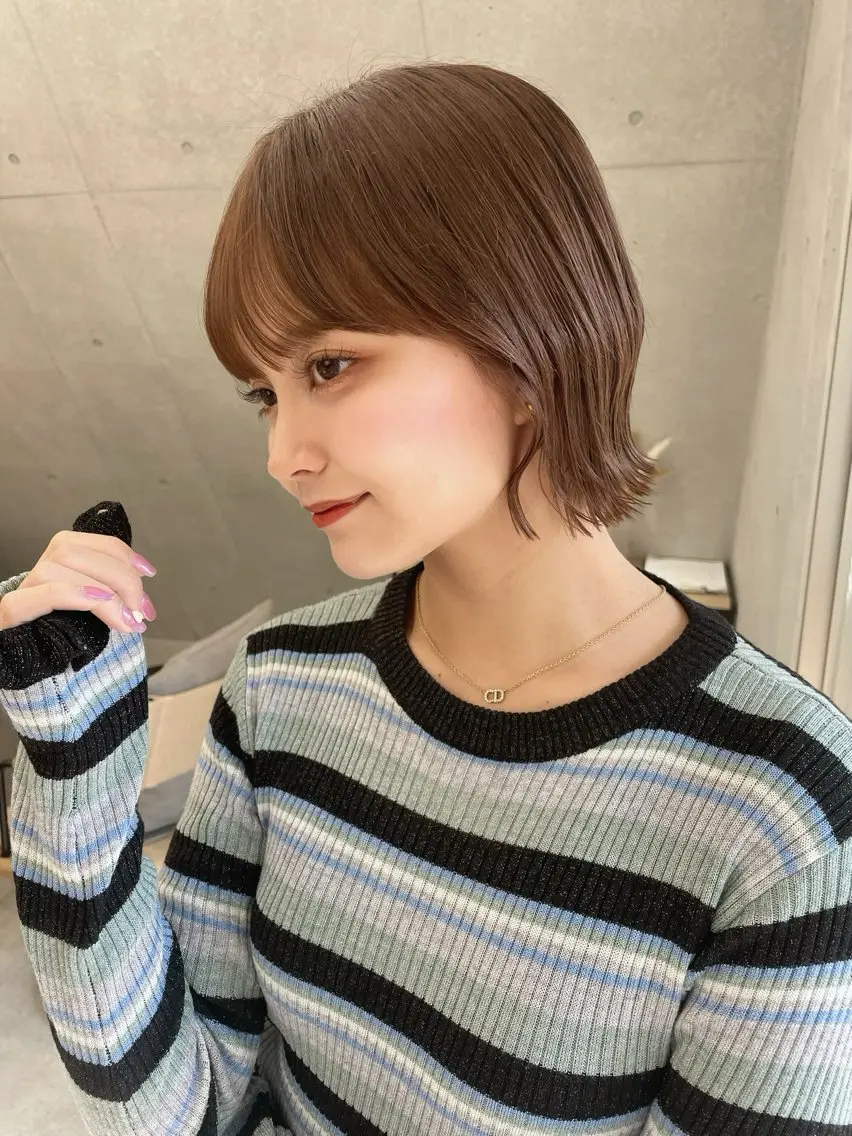 ショート カラー ボブ/地毛風縮毛矯正 茉青🤍新宿代々木のヘアスタイル
