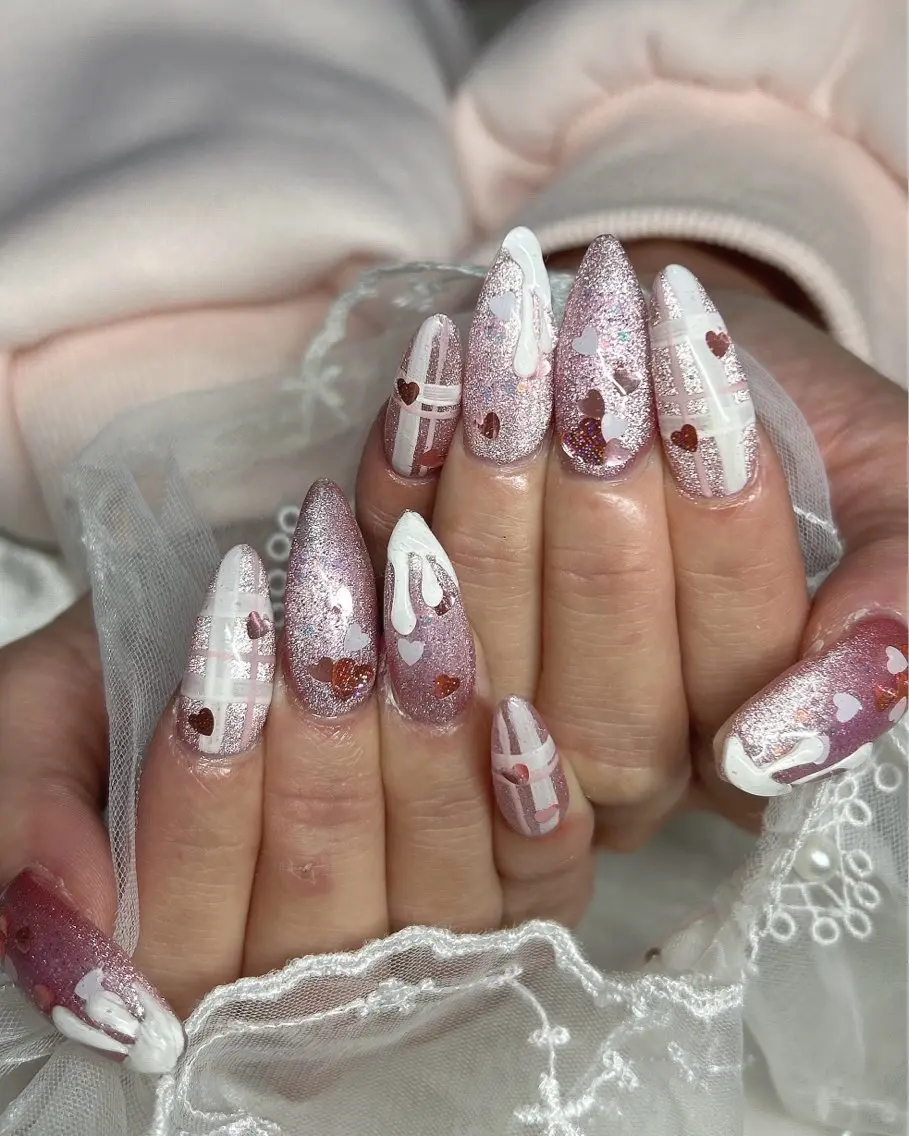 ネイル ハート ピンク バレンタイン ハンドネイル Best Nail Yu🎀🫧のネイルデザイン