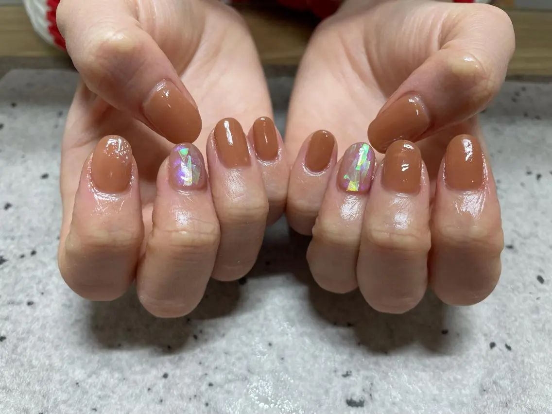 ネイル ブラウン ハンドネイル mogunail &blowのネイルデザイン