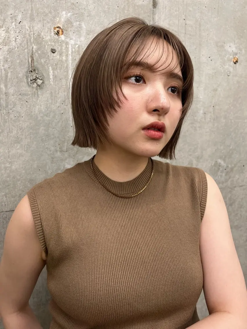 ショート ひなこ♡縮毛矯正/ 艶カラー🤍透明感のヘアスタイル