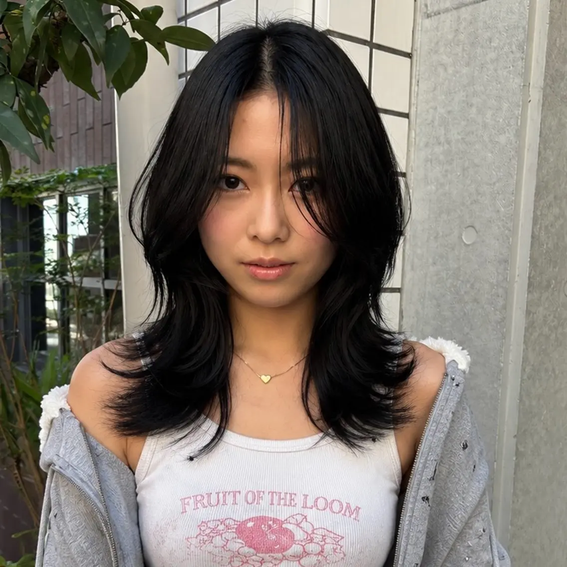 セミロング 顔まわりレイヤー 顔周りカット ハッシュカット 韓国風ヘア レイヤーカット カット ヘアカラー トリートメント ハイトーン/レイヤー カット/TAKEのヘアスタイル