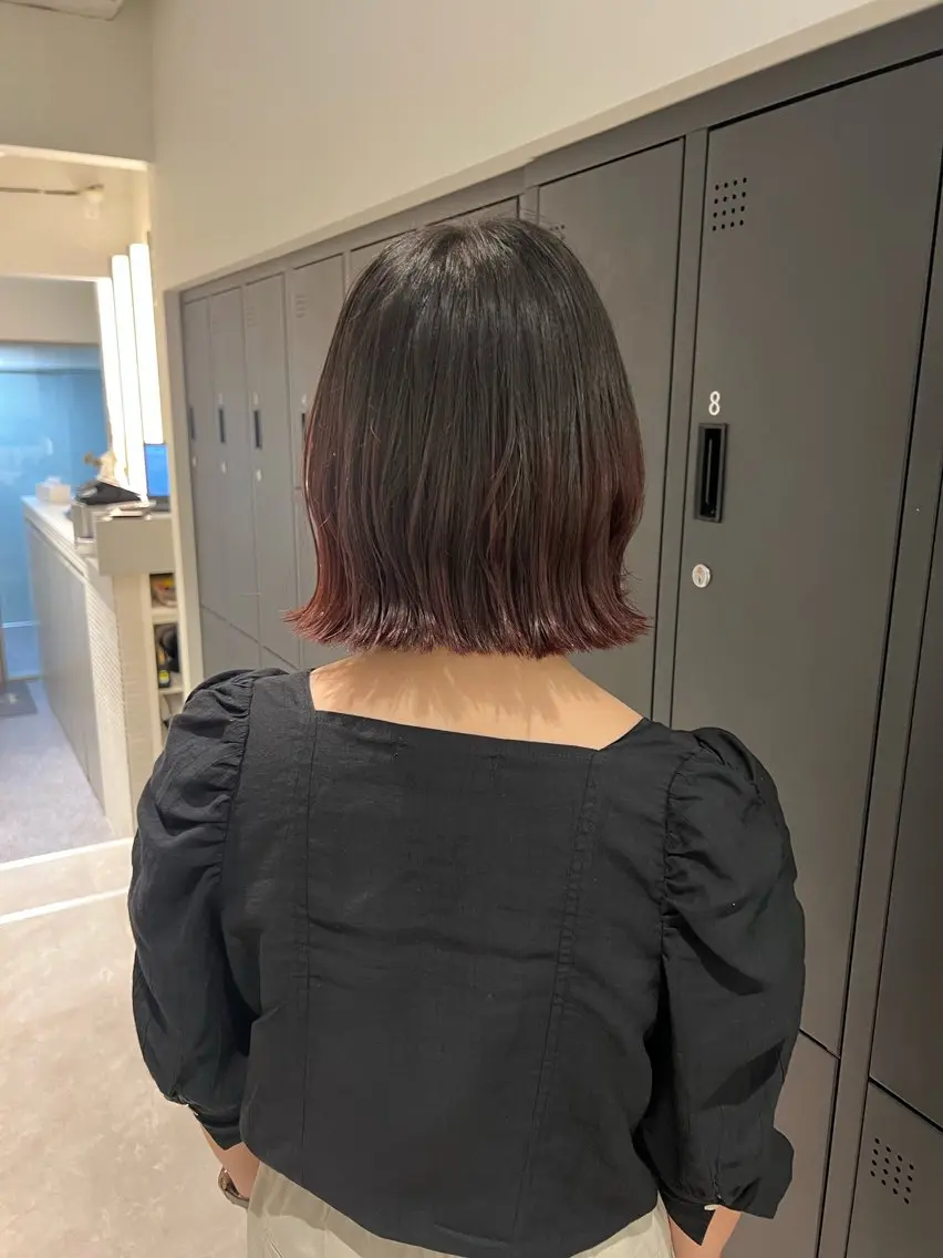 ショート カラー ヘアアレンジ ブラウンカラー ピンクカラー ピンクブラウン カット ヘアカラー トリートメント 暗髪カラー🫐 おくだりんかのヘアスタイル
