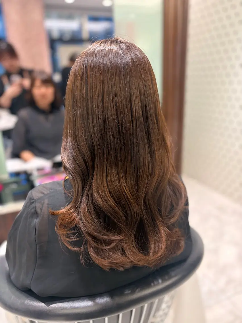 セミロング パーマ セミロングパーマ 韓国風ヘア デジタルパーマ カット パーマ 🌸銀座コテ巻き風 パーマ🌸いでいあやのヘアスタイル