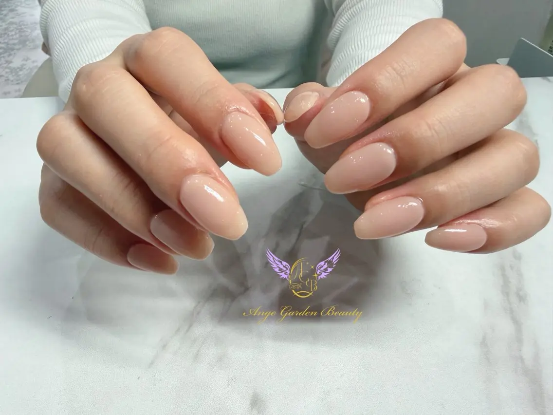 ネイル ピンク ピンクベージュ ショートネイル ハンドネイル AngeGarden Beautymihoのネイルデザイン