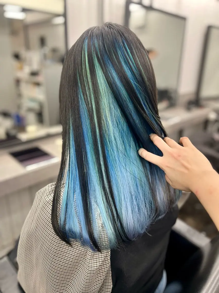 ロング カラー ブルーカラー ミント ミントグリーン ユニコーンカラー カット ヘアカラー 透明感カラー特化🫧 🦋栗原🦋のヘアスタイル