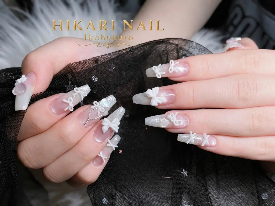 ネイル チークネイル 長さ出し フレンチネイル ガーリー ハロウィン ハンドネイル HikariNail Ikebukuroのネイルデザイン